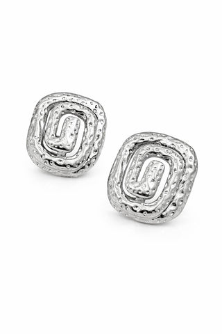 Dövme Plaka Silver Kıvrım Desen Küpe