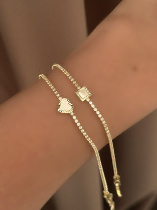 Gold Kare Kalp Su Yolu Bileklik