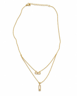 Gold İkili Marka Model Kolye