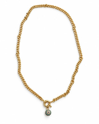 14K Gold Nazar Boncuk Detay Zincir Kolye