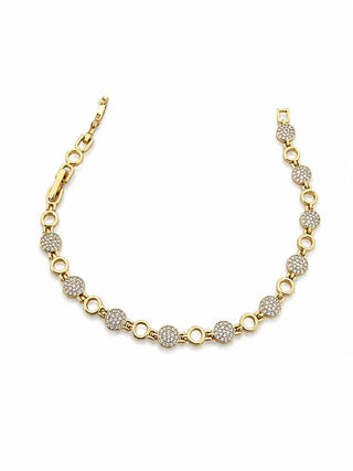 14K Gold Yuvarlak Taşlı Halka Form Bileklik