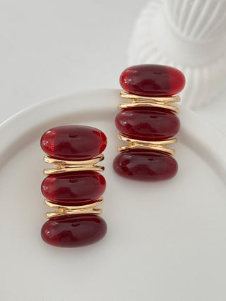 Bordo Gold Üçlü Görünüm Marka Model Küpe