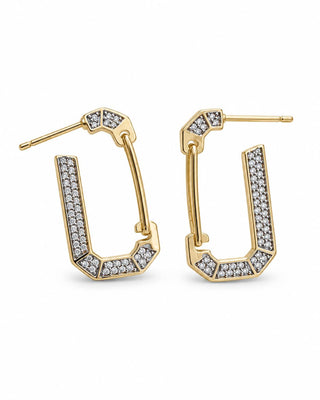 14k Gold Silver Taş Detay Halka Küpe