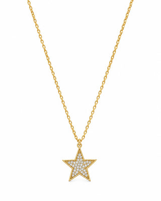 14K Gold Taşlı Yıldız Kolye