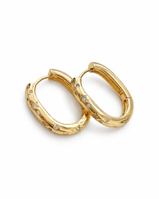 Gold Yıldız Desen Halka Küpe