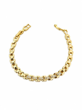 14K Gold Yarı Taşlı Zincir Desen Bileklik