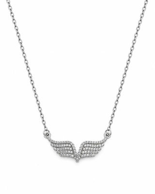 Silver Minimal Taşlı Melek Kolye