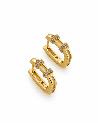 14K Gold Taş Detay Marka Model Halka Küpe