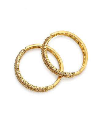 Gold Taşlı Halka Küpe