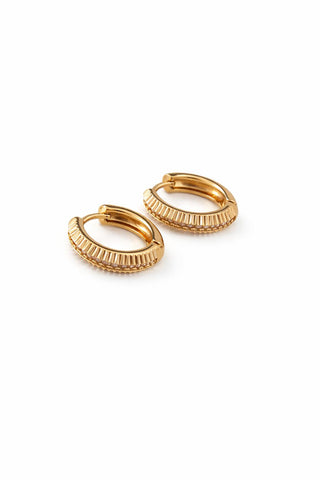 Gold Minimal Çizgi Desen Halka Küpe