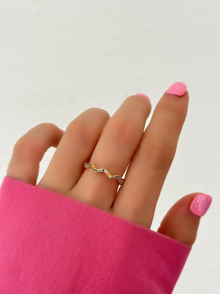 Renkli Taşlı Zigzag Yüzük