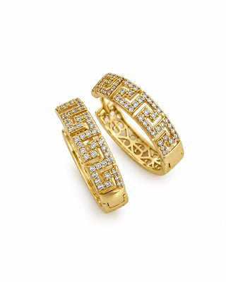 14K Gold Kuyum Model Taşlı Halka Küpe