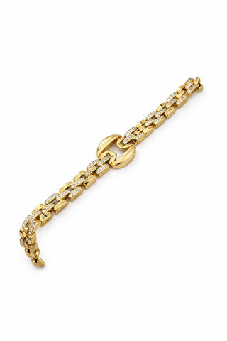 14K Gold Taşlı Örme Zincir Desen Bileklik