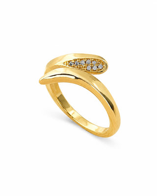 Gold Taşlı Yılan Desen Ayarlanabilir Yüzük