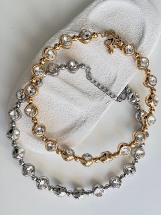 Zirkon Taşlı Yuvarlak Plaka Choker Kolye