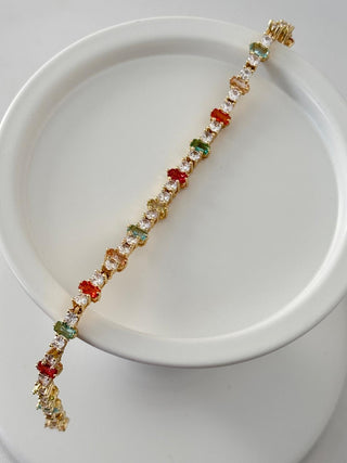 14K Gold Renkli Taşlı Su Yolu Bileklik