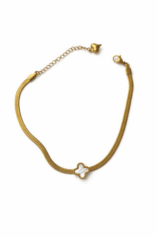 Beyaz Yonca Detay Gold Halhal