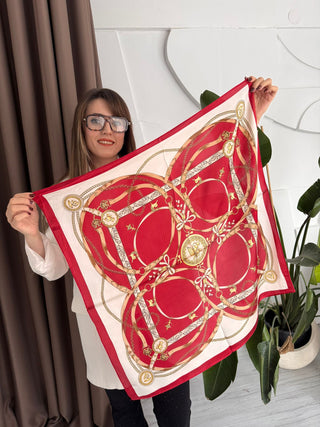 Kırmızı Desenli Fular