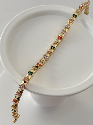 14K Gold Üçgen Taşlı Bileklik