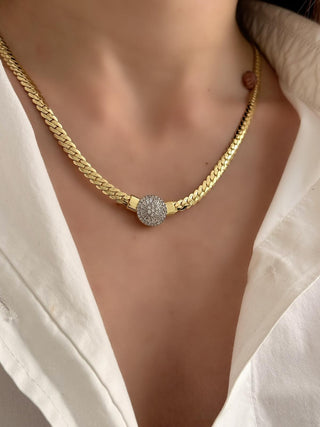 14K Gold Silver Taşlı Balık Sırtı Kolye