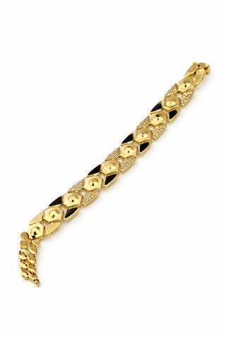14K Gold Yarı Taşlı Beşgen Desen Bileklik