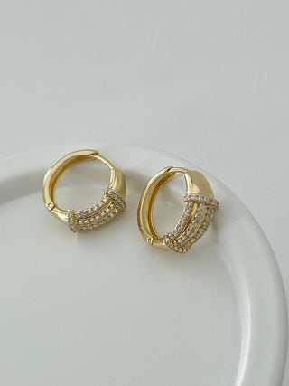 14K Gold Marka Model Taşlı Halka Küpe