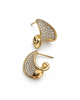14K Gold Taşlı Damla Form Küpe