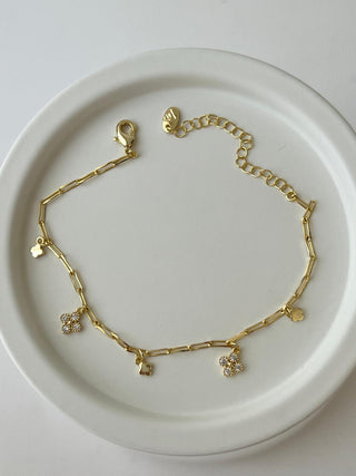 Gold Ataç Zincir Yonca Bileklik