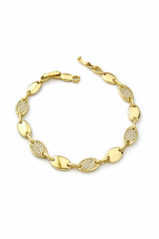 14K Gold Düğme Desen Taşlı Bileklik