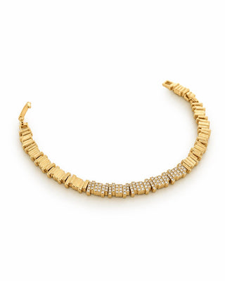 14K Gold Taş Detay Zigzag Bileklik