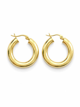 Gold Orta Boy Boru Halka Küpe