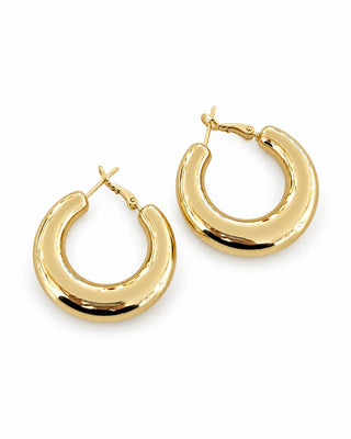14K Gold Orta Boy Bombeli Halka Küpe