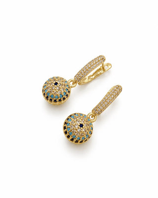 14K Gold Taşlı Nazar Boncuk Küpe