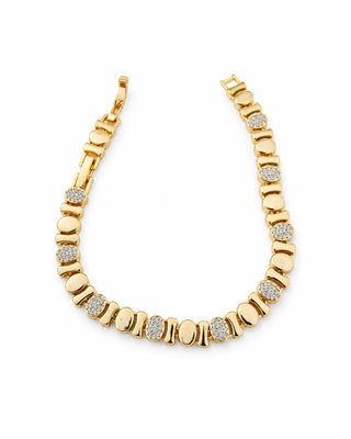 14K Gold Çift Renk Oval Plaka Detay Bileklik