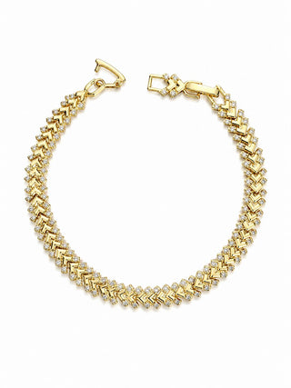 14K Gold Taş Detay Balık Sırtı Bileklik