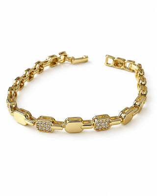 14K Gold Kare Yarı Taşlı Bileklik