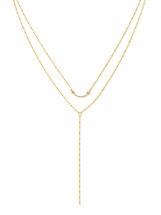 Gold İkİli Görünüm Y Kolye