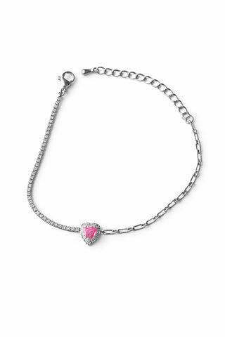 Silver Pembe Kalp Pandora Bileklik