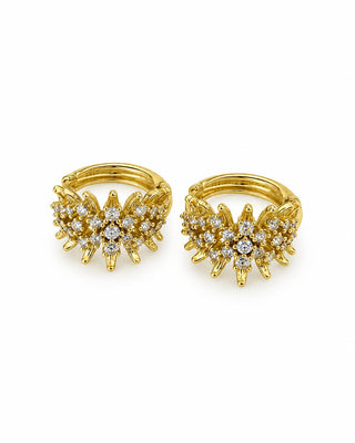 14K Gold Çiçek Desen Minimal Halka Küpe