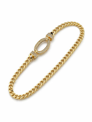 14K Gold Oval Taşlı Zincir Bileklik