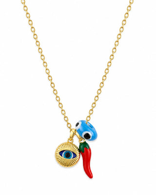 14K Gold Göz Biber Şans Kolyesi