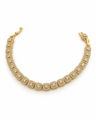 14K Gold Kare Baget Taş Bileklik