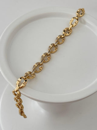 14K Gold Oval Yarı Taşlı Bileklik