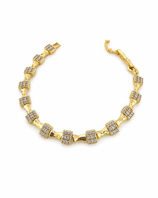 14K Gold Kare Taşlı Bileklik
