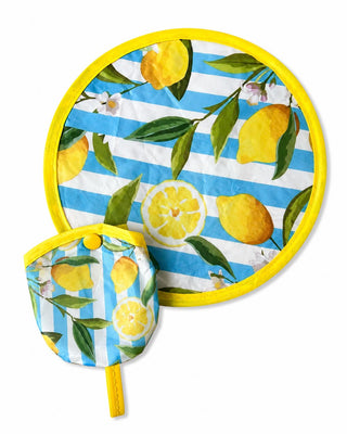 Mavi Sarı Limon Katlanabilir Yelpaze