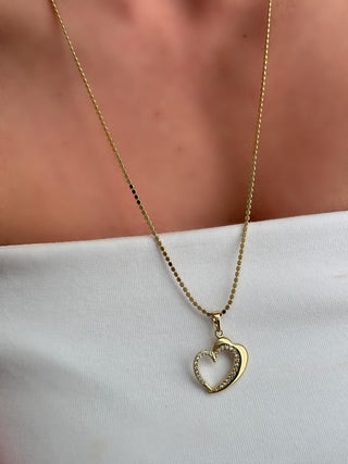 14K Gold Kalp Uzun Form Kolye