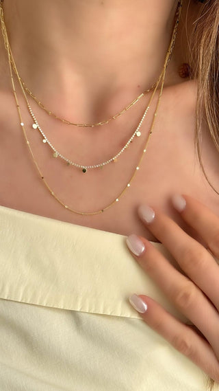 Gold Çoklu Pul Suyolu Detay Set Kolye