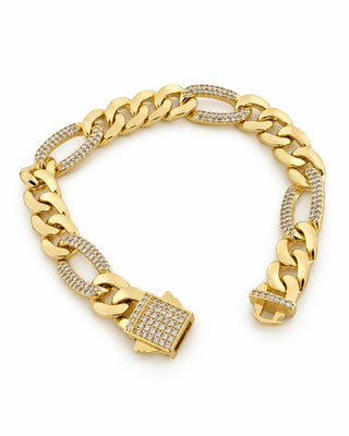 14K Gold Yarı Taş Zincir Desen Gurmet Bileklik