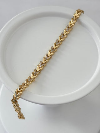 14K Gold Taşlı Üçgen Desen Bileklik