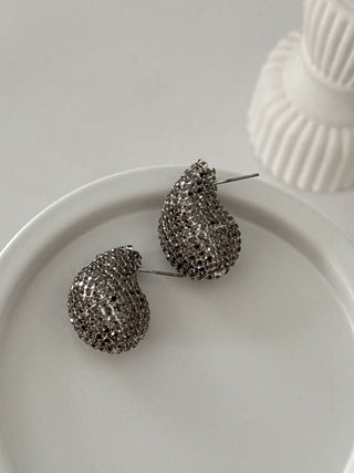 Antrasit Taşlı Damla Küpe